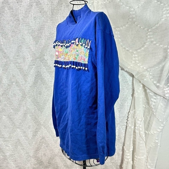 Vintage fruit of the loom bunny family with beads mock neck long sleeve size L - Picture 4 of 6